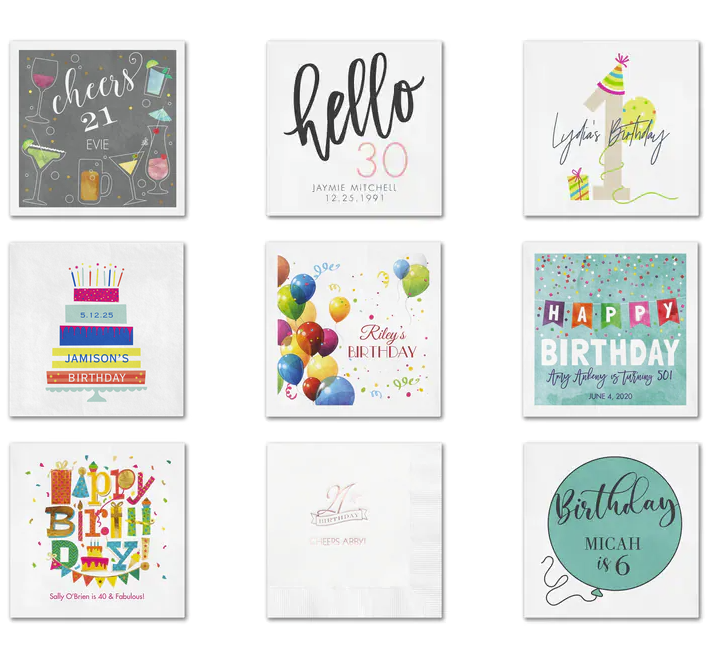 Birthday Party Napkins Personalized